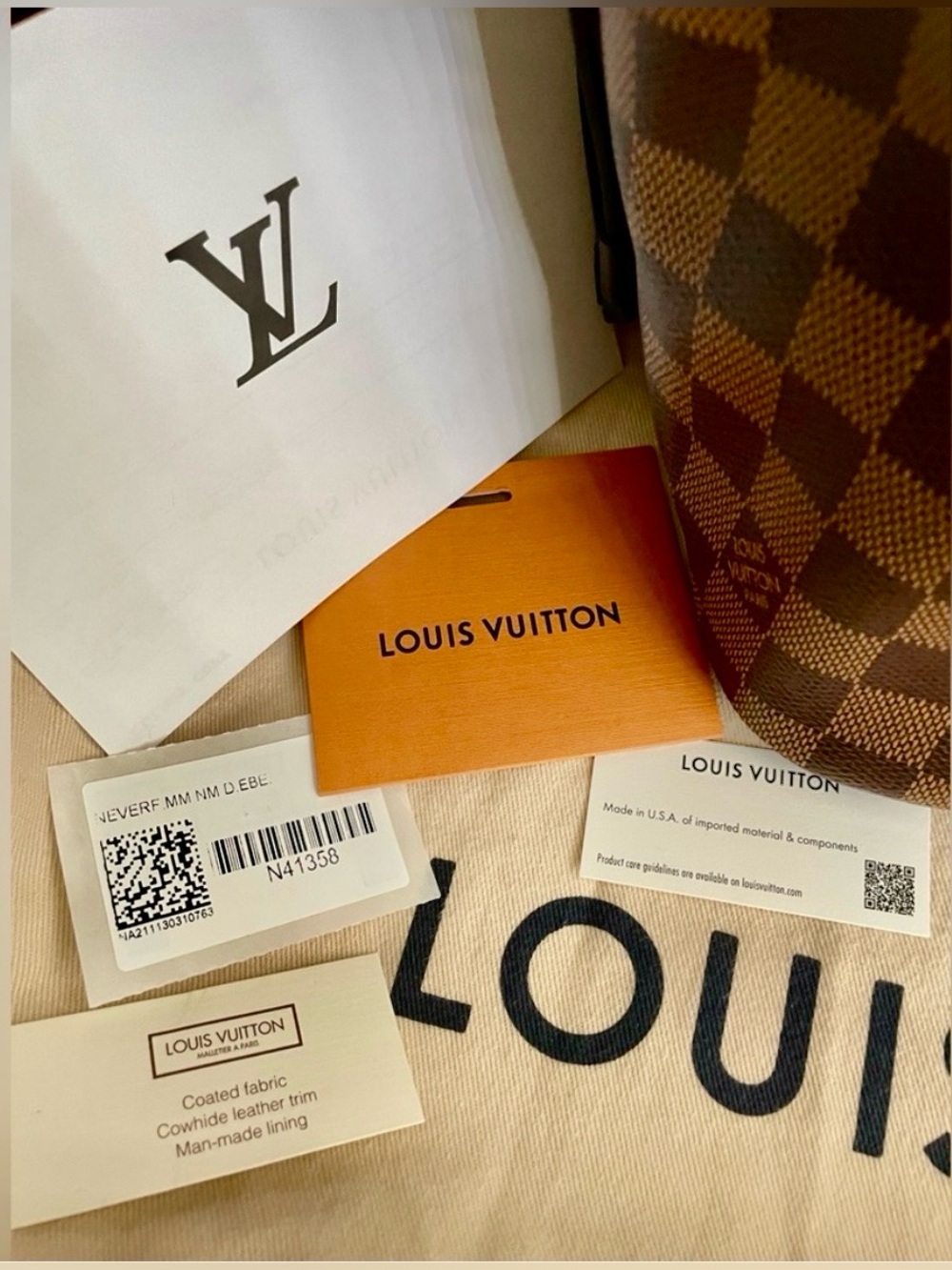 Pristine Authentic Louis Vuitton Damier Ebene Neverfull MM, NWT! - Picture 14 of 15